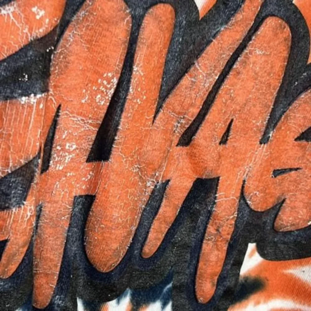 Evolution in Design XL Tie Dye SAVAGE Orange Blue Graphic Short Sleeve T-shirt